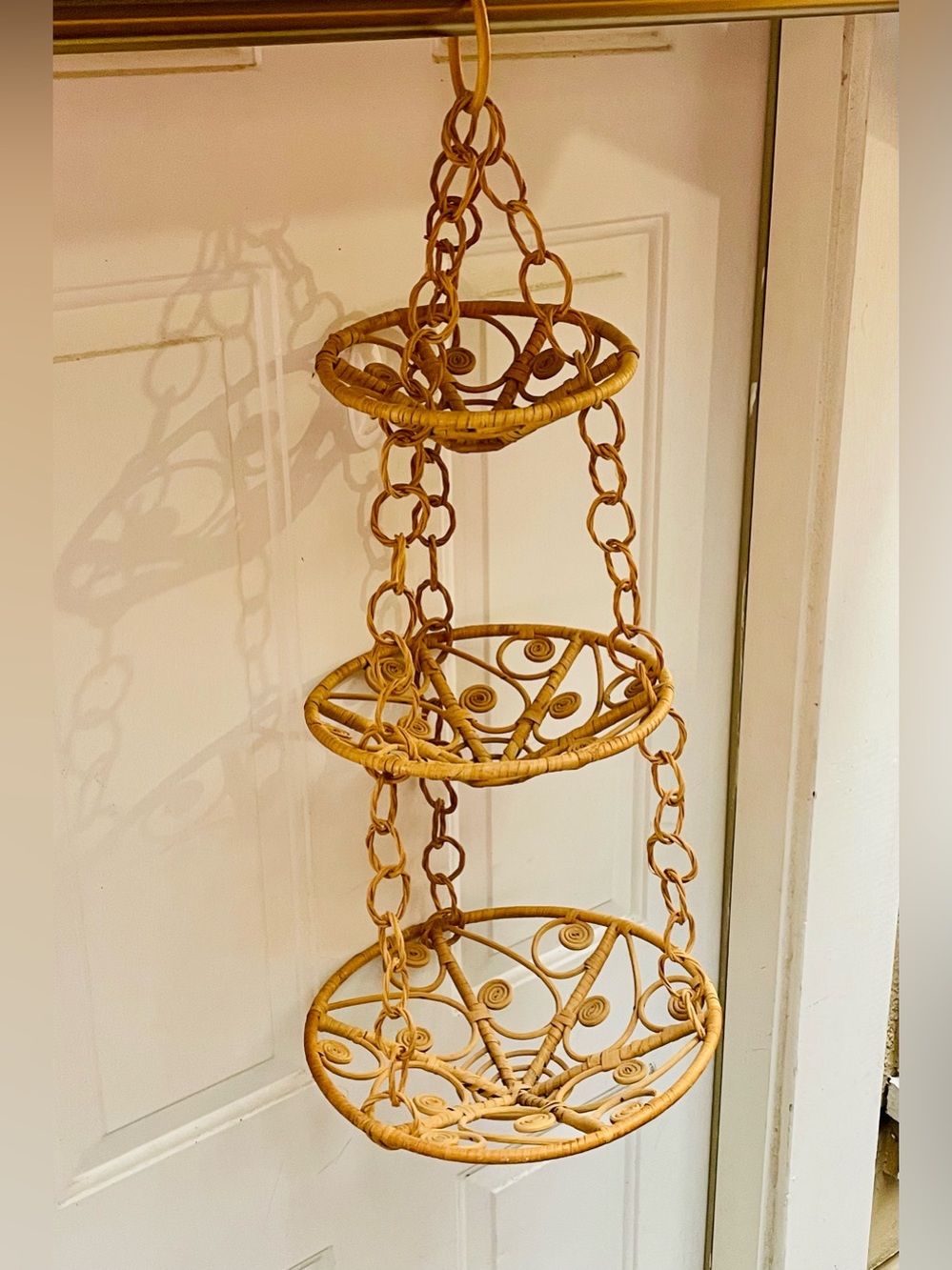 Vintage 1970’s Bamboo Three Tiered Hanging Baskets